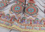 47 Inches Dresses Multi Colored Lace Fabric , Polyester Embroidered Floral Tulle