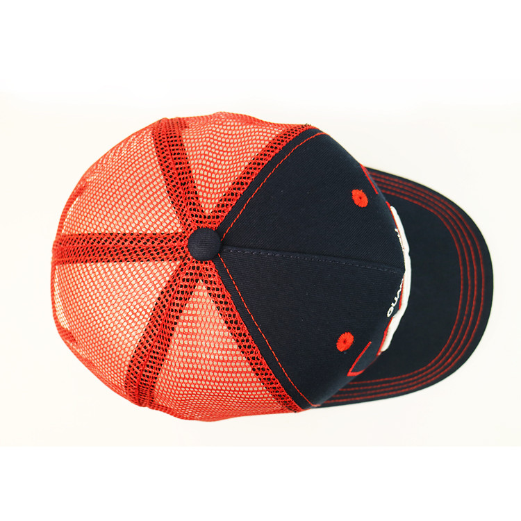 Customized Size Snapback Hats , Mesh Trucker Cap 3d Embroidered