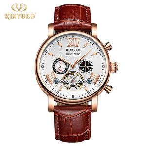 China KINYUED KINYUED new design automatic men watches movement leather luxury relojes mechanical watches men wholesale