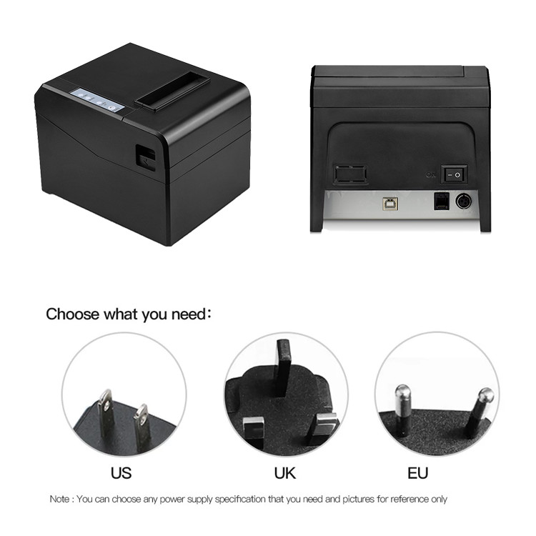 Black 80mm POS Printer 260mm/Sec USB Thermal Receipt Printer