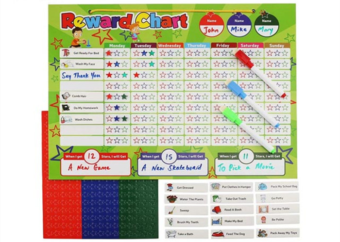 Custom 16x12 Magnetic Reward Chart Dry Erase Board with Dry Erase Pens