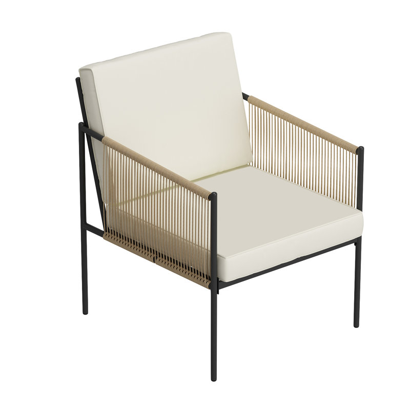 AJUNION Metal Patio Furniture Set Rattan Woven Outdoor Furniture with Coffee Table