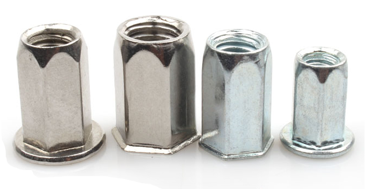 Flat Head Riveted Nuts Flat Round Head Internal And External Half Hex Rivet Nuts Hex Insert Rivet Nut