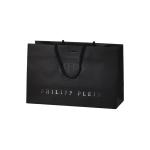Black Custom Printed Kraft Shopping Bags With UV Coating Silver Stamping