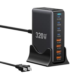 China ESSAGER YMX-320W Series PD 20W 65W 100W QC 18W 8 Ports USB-C USB-A GaN Charger wholesale