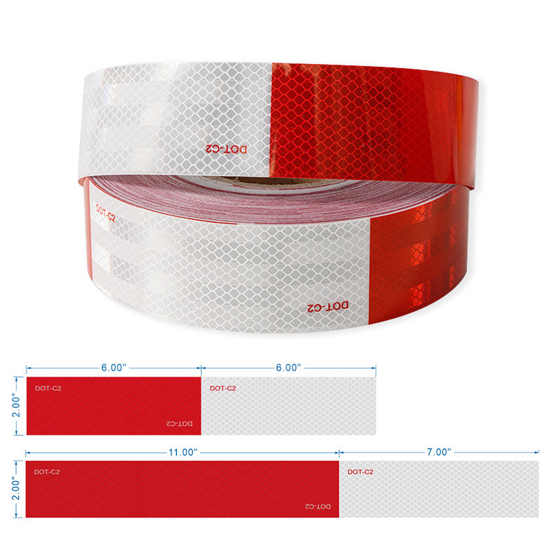 LU Traffic Safety DOT-C2 CertificateReflective Strip PET Material Red White Checkered Warningfor Vehicle/Truck/Trailer