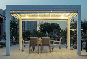China Aluminum Retractable Pergola Metal Frame Garden European Style Louvered Pavilion wholesale