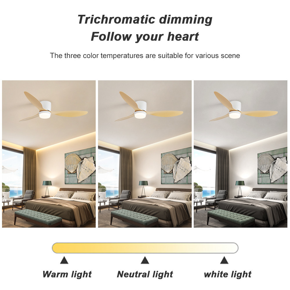 Reversible ABS Blade Ceiling Fan 52 Inch DC Motor LED Ceiling Fan With Remote Control