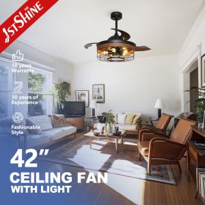 China AC Motor 65W Retractable Decorative Ceiling Fan With 5 Light Kits wholesale