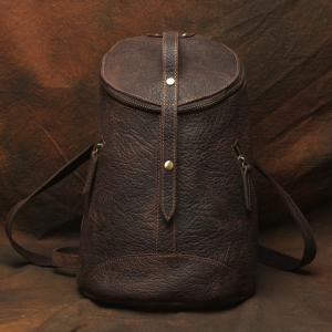 China Bucket Retro Soft Anti Theft Genuine Leather Backpack wholesale