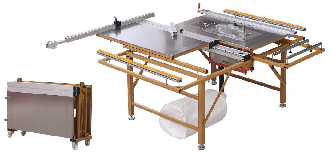 Wood Portable Sliding Table Saw Cutting Machine For Construction Works In Yellow