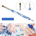 Nylon Hair Marble Handle Nail Gel Brush Two Way French UV Gel Double End