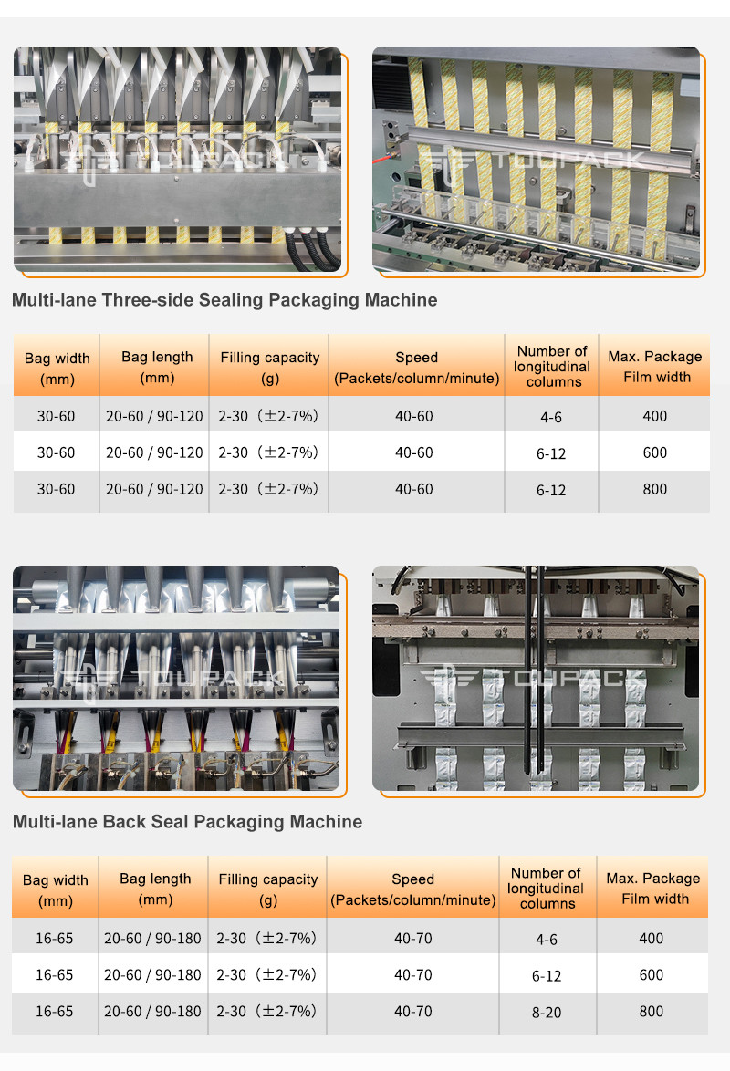 Automatic Multi Lane Powder Stick Sachet Packing Machine 2 Line Sugar Coffee Stick Packing Machine