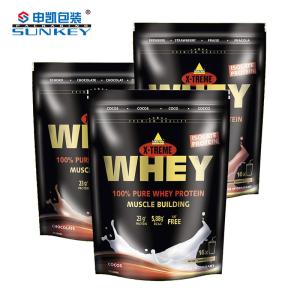 China Whey Protein Coffee Tea Packaging Aluminum Foil Clear Stand Up Pouch With Zipper wholesale
