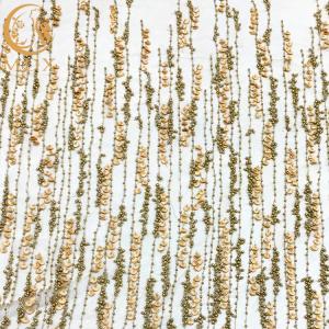 China Nylon Material Gold 3D Flower Lace Fabric 135Cm Width wholesale