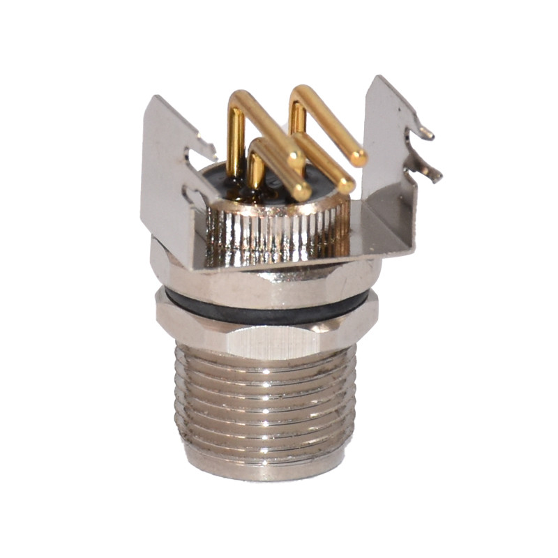 M8 4 Pin Female Connector Panel Mount Front Right Angle PCB Connector