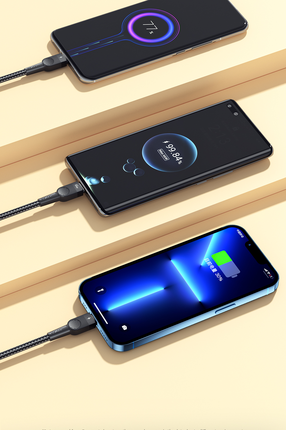 Swift Micro Type C Multi Port 3 In 1 Usb Fast Charging Cable Nylon Braided