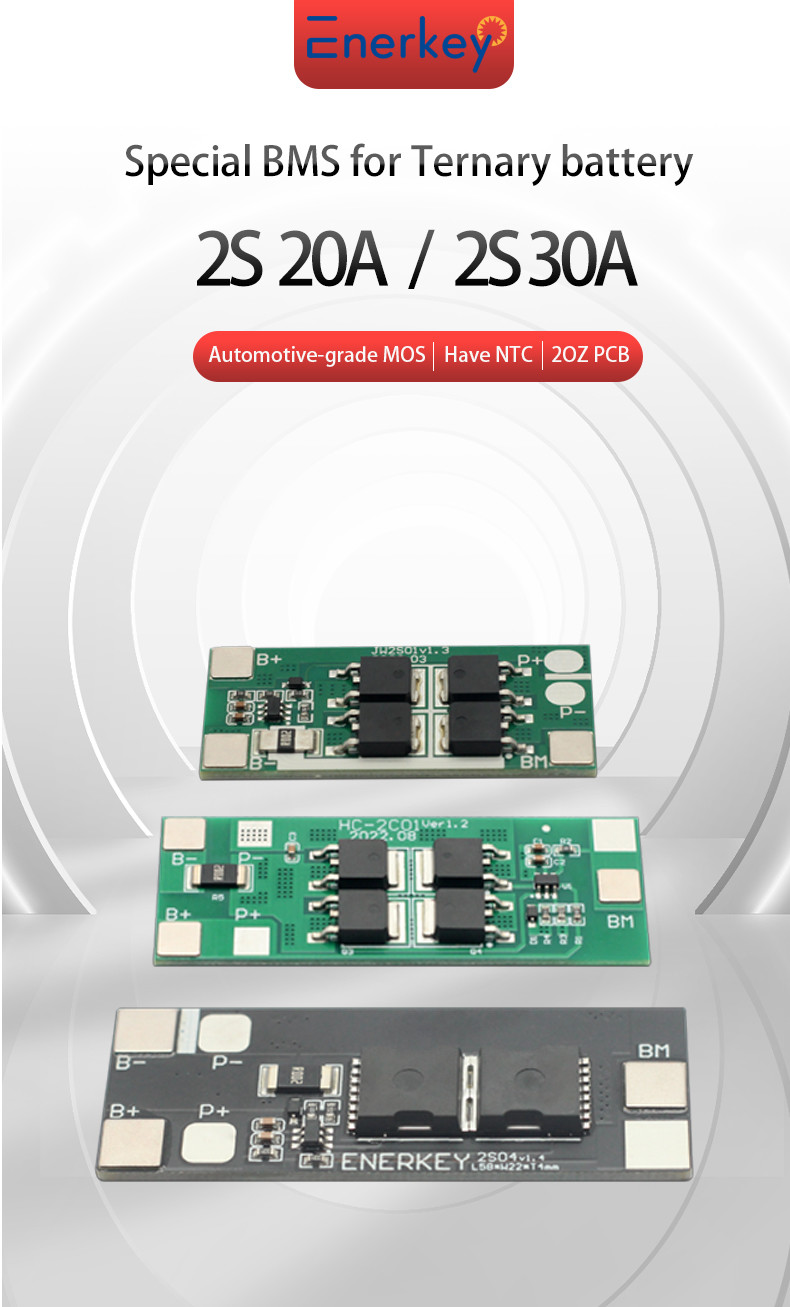Enerkey BMS 2S 20A 7.4V 8.4V Li-Ion LiPo Battery BMS 18650 Charger Protection Board for Electric Motorcycle