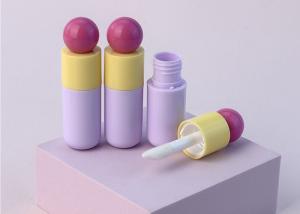 China Purple 5ml Dome Lip Gloss Tube Custom logo Unique Large Brush Lip Glaze Bottle wholesale