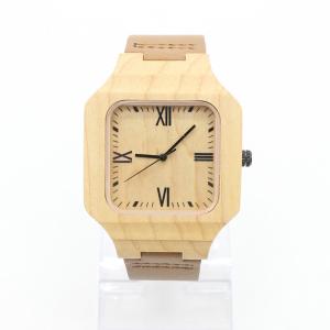 China Men Fashion Minimalist Leather Watch , Luxury Wood Watch Leather Strap wholesale