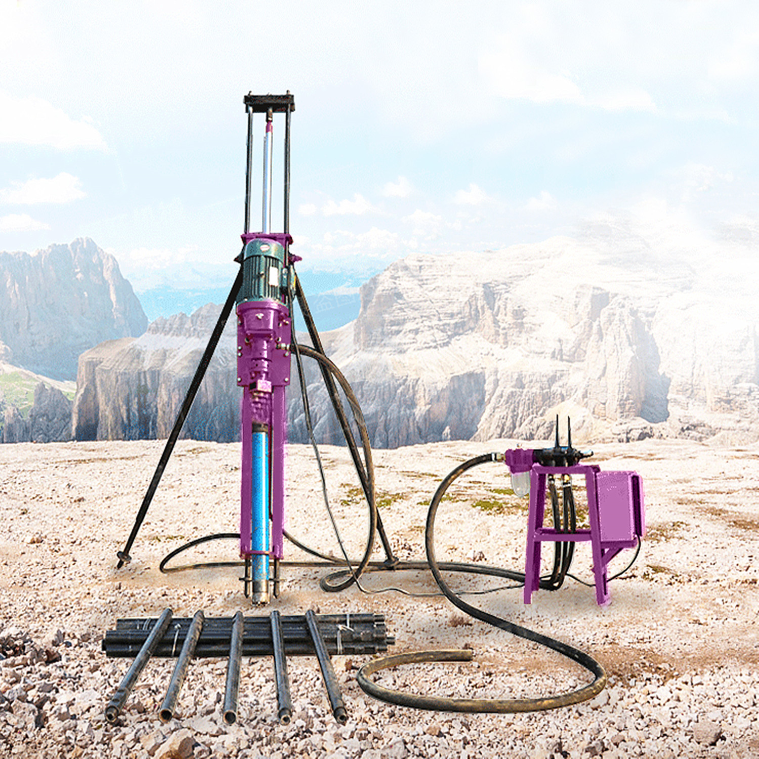 Mining Rock Drilling Rig Portable Hydraulic Pneumatic Rotary Blas Thole Drill Rig
