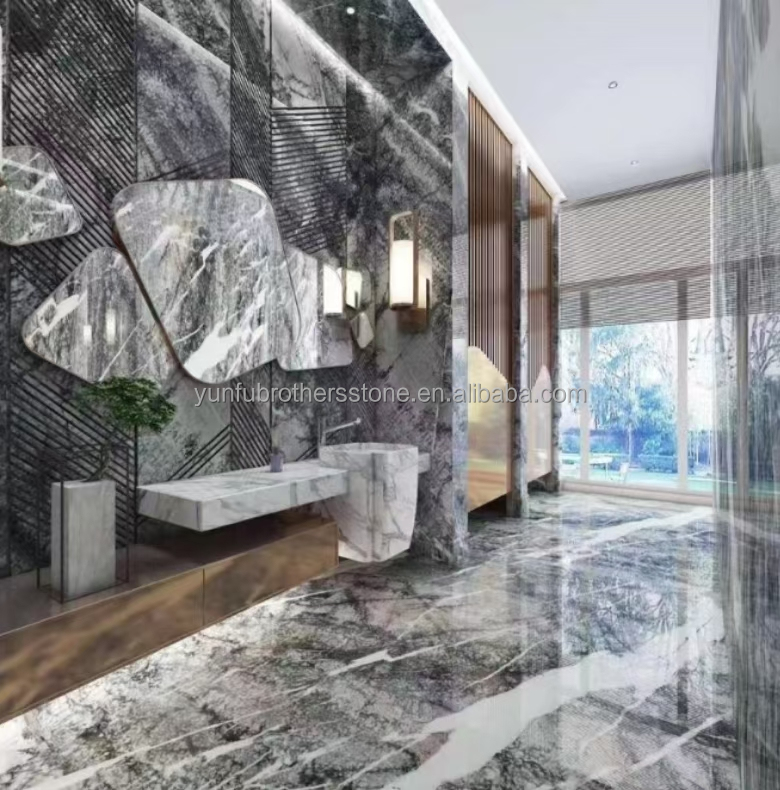 Graphic Design Natural Stone Italian Silver Fir Marble Floor Tile for Living Room
