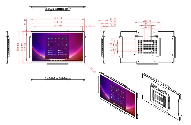 27-Inch Windows Embedded System for Industrial Dashboards, Command Room Panels, Public Displays, and Healthcare Monitoring