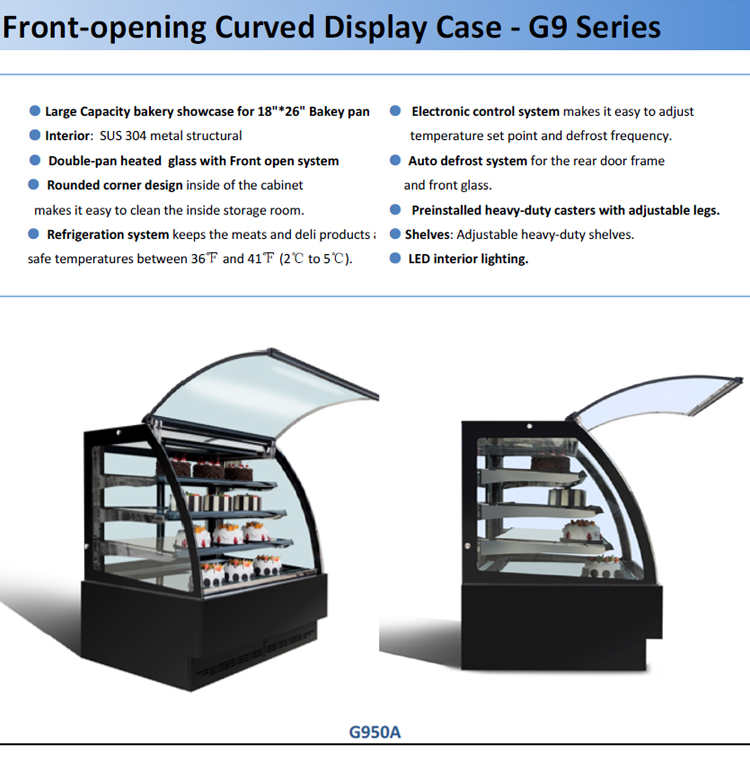 22 Cu.Ft R134a Curved Glass Refrigerated Deli Case Fridge For Bakery Shop