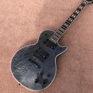 China Custom LP electric guitar, Transparent black burst maple top, Active pickup electric guitar, free shipping wholesale