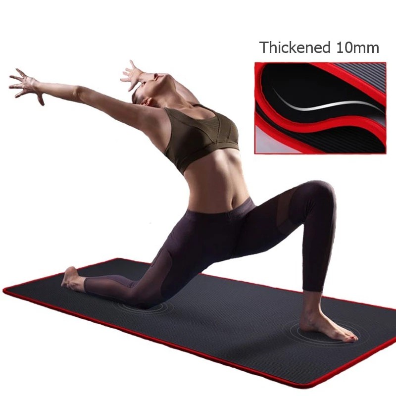 Tasteless Non Slip 10MM Thicker 183cmX61cm Nbr Exercise Mats For Fitness Pilates Workout
