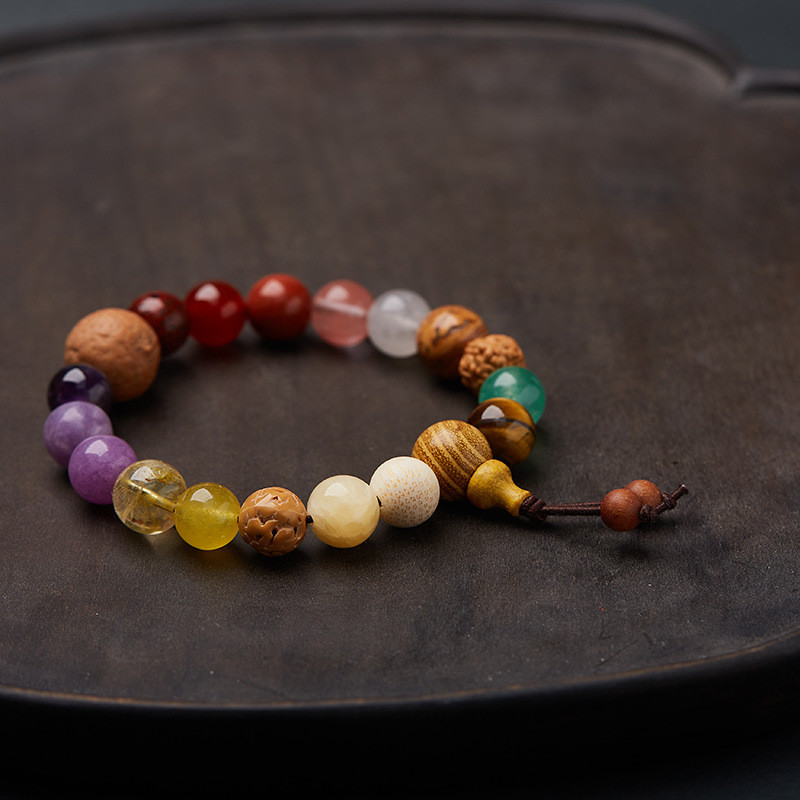 French Retro Flower Glazed Colored Bracelet Women Oil Painting Series Natural Stone Fashion Beaded Bracelets