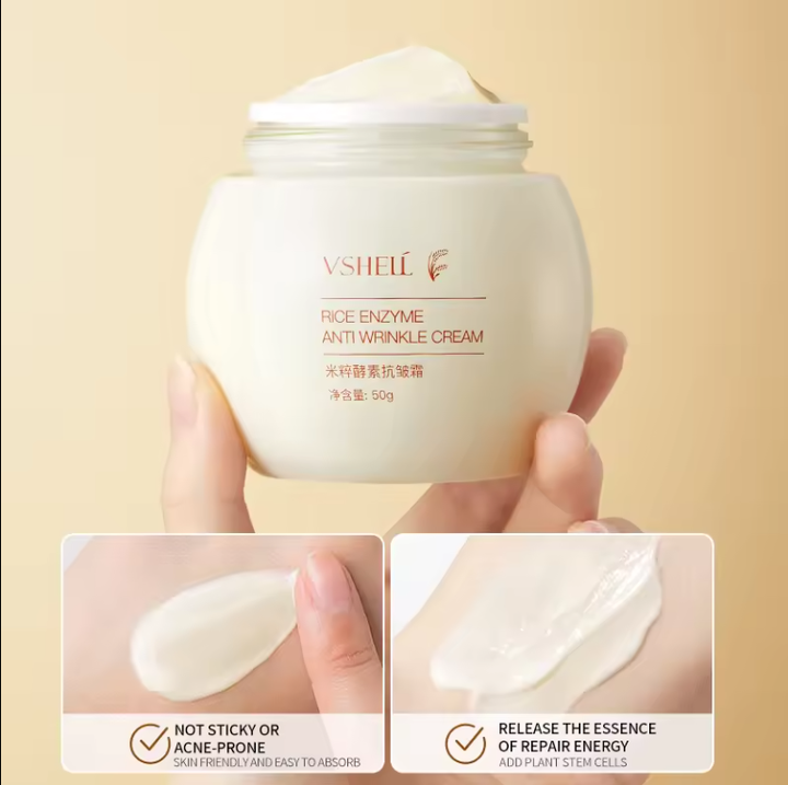 Korean Moisturizing Day and Night Dry Skin Cream Natural Rice Whitening Face Cream