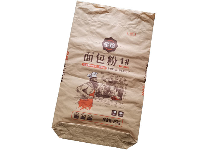 Square Bottom Heavy Duty Paper Bags Sewn Open Mouth Recyclable Environmental Friendly