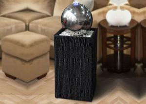 China 34 Inch Contemporary Lighted Stainless Steel Ball Water Feature wholesale