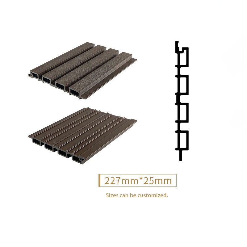 Fireproof 25x227mm WPC Cladding Panel Wood Plastic Composite Grating Plank Indoor Board Office Project