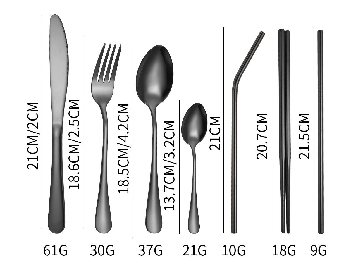 Lightweight And Reusable Stainless Steel Cutlery Set For Camping 10 Pieces