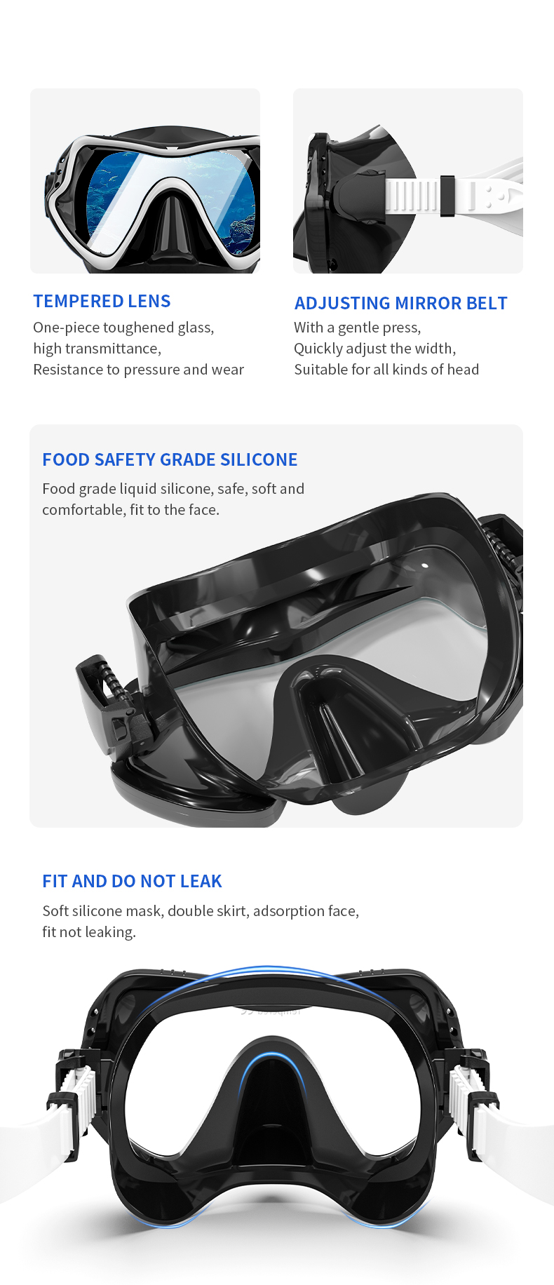 Transparent Freedive Bifocal Scuba Diving Mask For Adult Customized