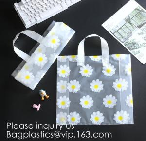 China Multiple Patterns Floral Plastic Bags Boutique Gift Bag Clothing Packaging Soft Loop Handle Outdoor Shopping Accessories on sale