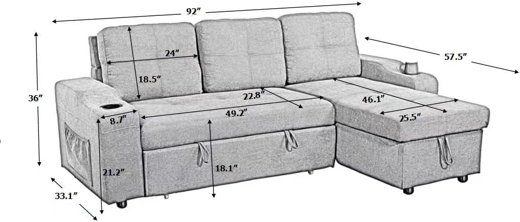 Mail Packing All Weather Fabric L Shape Sectional Sofa Bed Lounge Set with Cushions