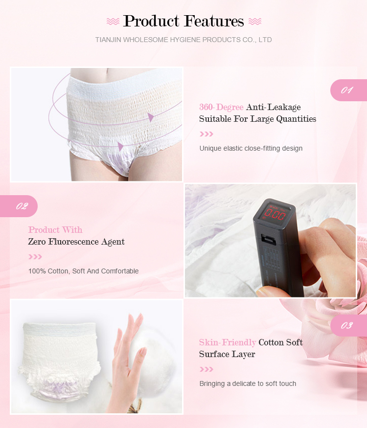 Breathable Function S.M.L Size Disposable High Absorbency Period Pants for Women