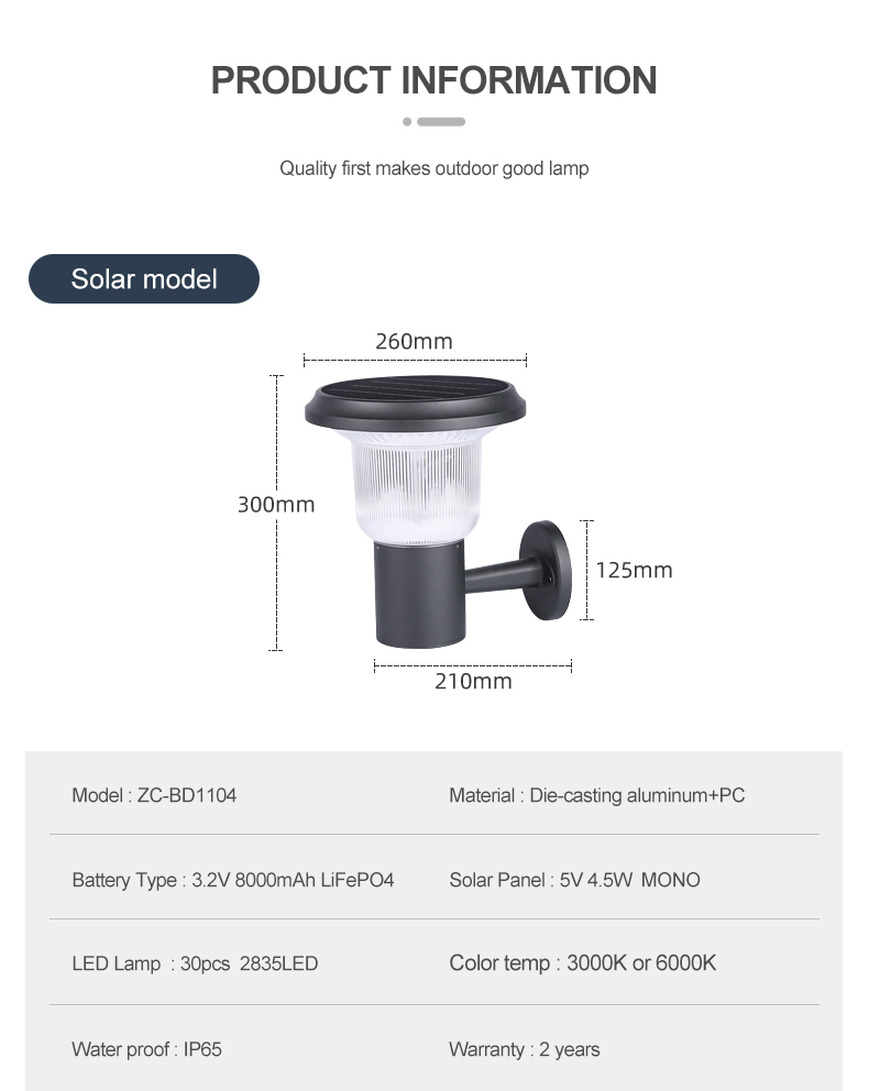 10w 15w 20w Solar Powered IP65 Wall Mounted Led Wall Lamp Outdoor Park Solar Light