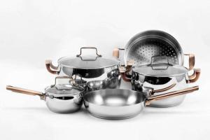 China Full Mirror Polished Non Stick Cookware Set Food Grade Ss410 ECO - Friendly wholesale