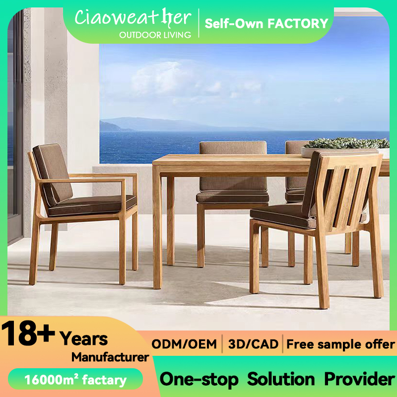 Hotel Garden Leisure Furniture Set Customized Color Teak Dining Chairs for Villa Terrace Modern Wooden Chairs