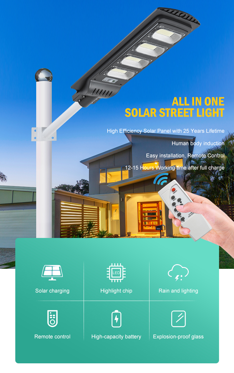 50-300W High Lumen Induction Power Solar Street Lamps for Road and Garden Lighting