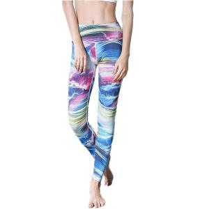 China CPG Global Women's Fitness Legging Sport Running Pants Yoga Watercolor Blue Print High Quality HK16 wholesale