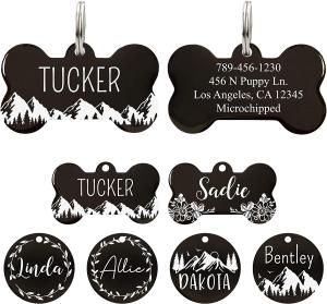 China Pantone Color Deep Engraved Stainless Steel Dog Tags Personalized 0.5inch To 5inch wholesale