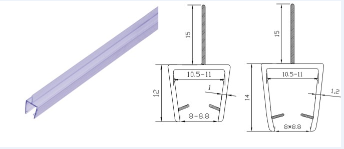 Modern Design Style Hotel Frameless Shower Door Bottom Seal for Water Barrier Creation