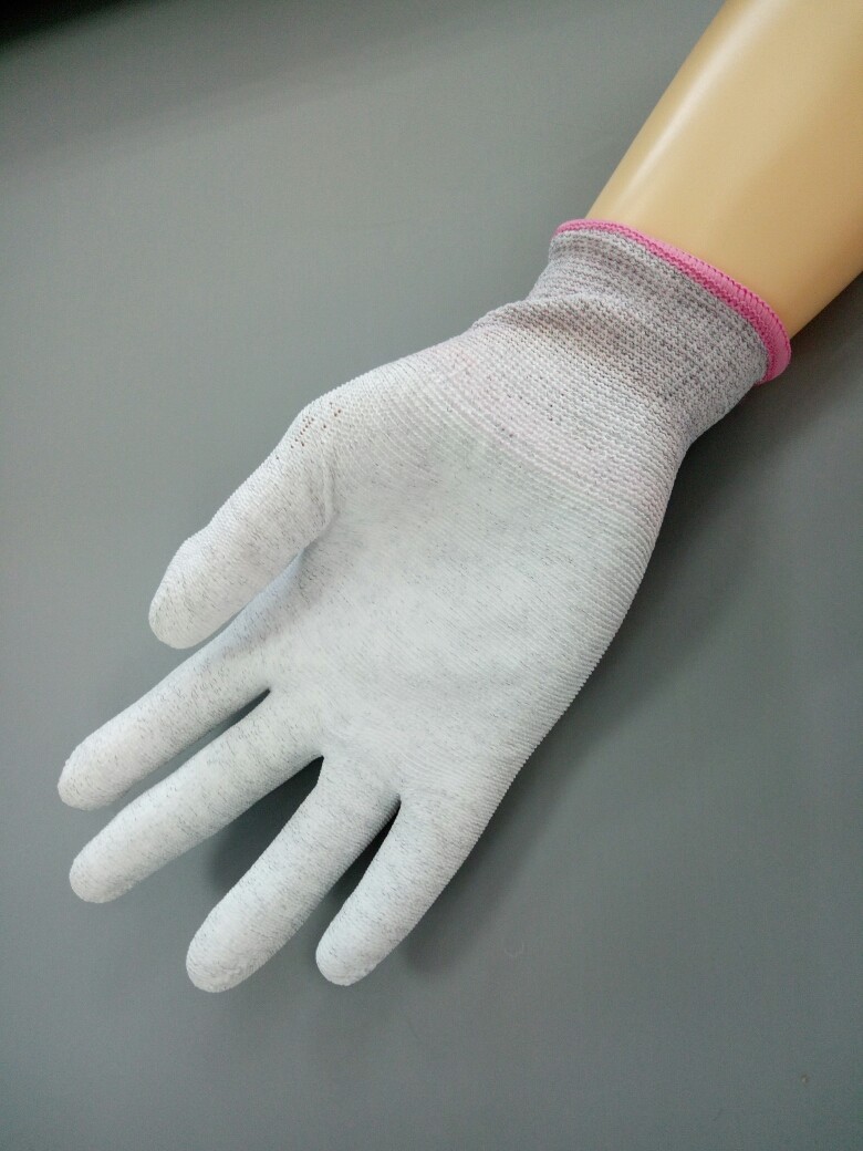 Anti Static Carbon Fiber 20cm 24cm PU Palm Coated Gloves For Clean Room