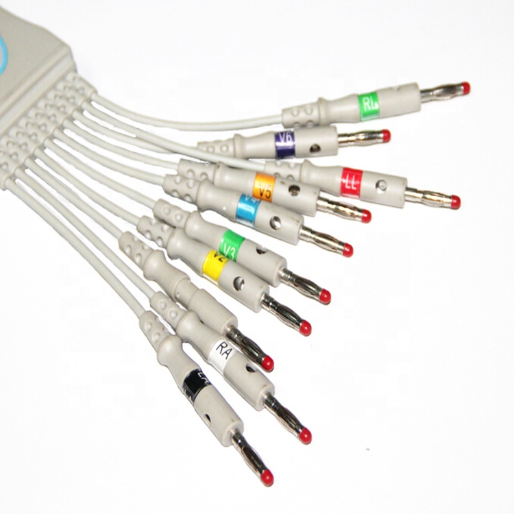 DB9 One Piece 5 Leads EKG ECG Patient Cables 9 Pin TPU AHA IEC ECG Cable