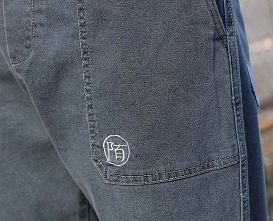 Spring Summer Harem Men Denim Pants Drawstring Waist Jeans With Large Pockets